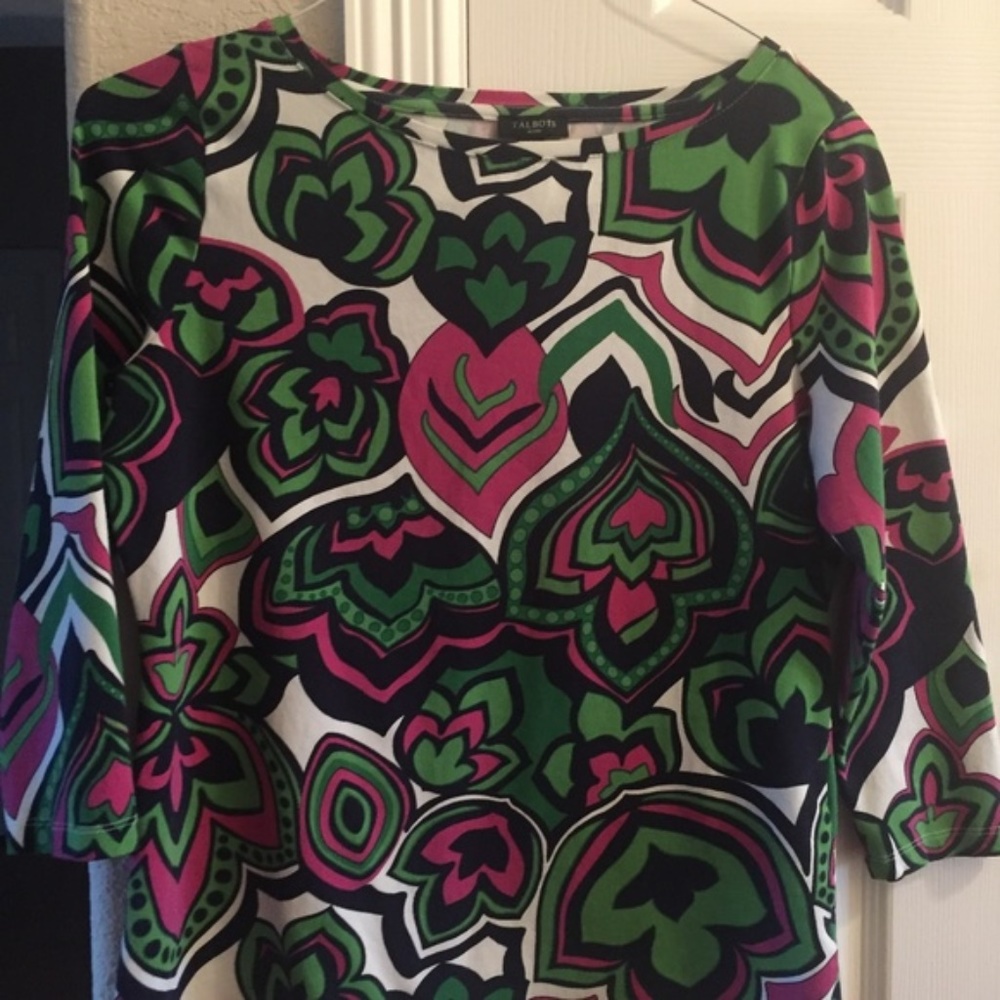 Talbots multicolored 3/4 sleeve top PM